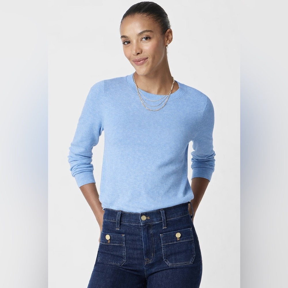 J Crew Cotton Teddy Sweater, Heather blue, S